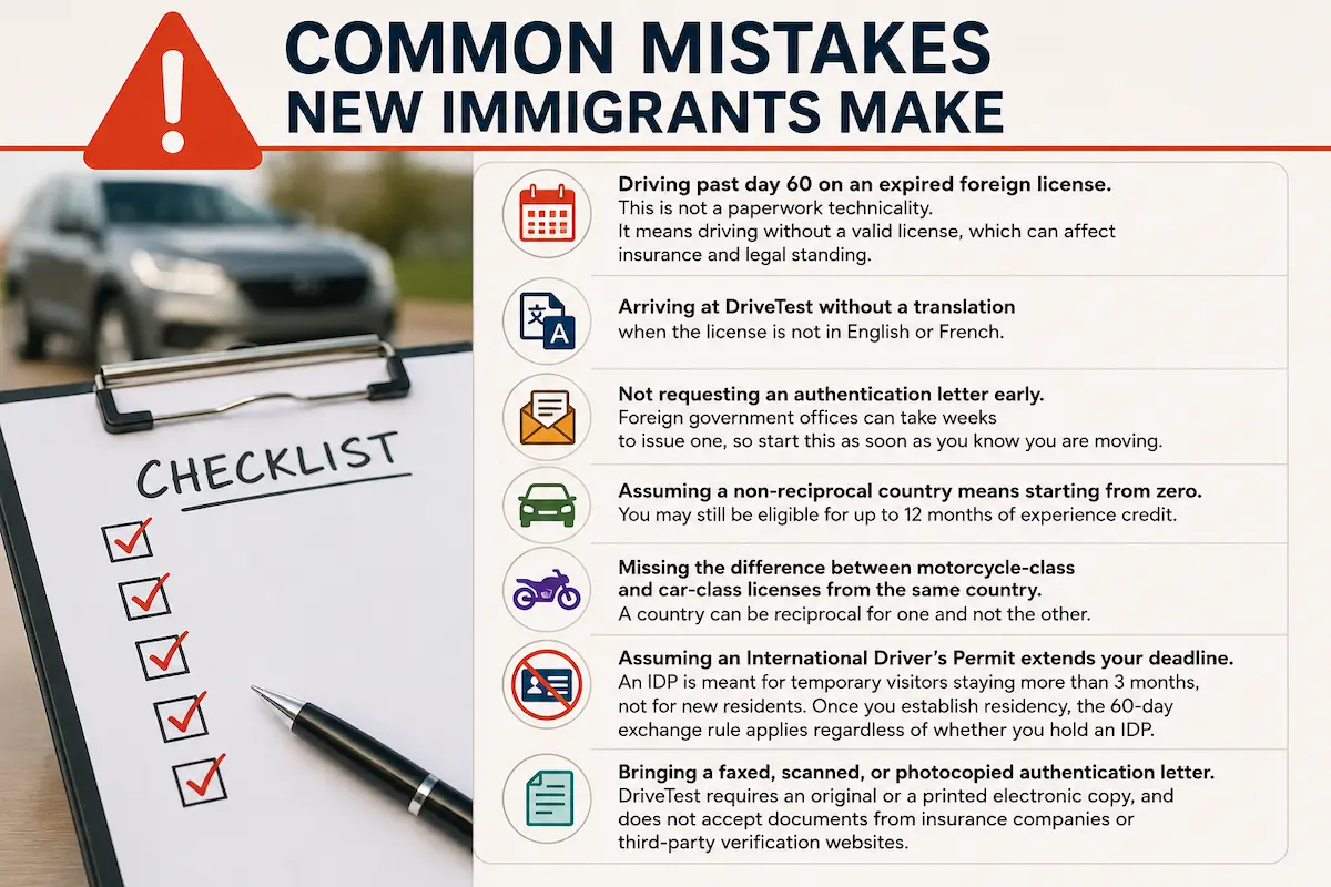 Common foreign driver’s licence exchange mistakes for new immigrants